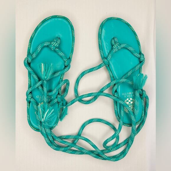Vince Camuto Teal Sandals – Flat Strappy Minimalist Style (Size 37 / 6.5) - Picture 1 of 4